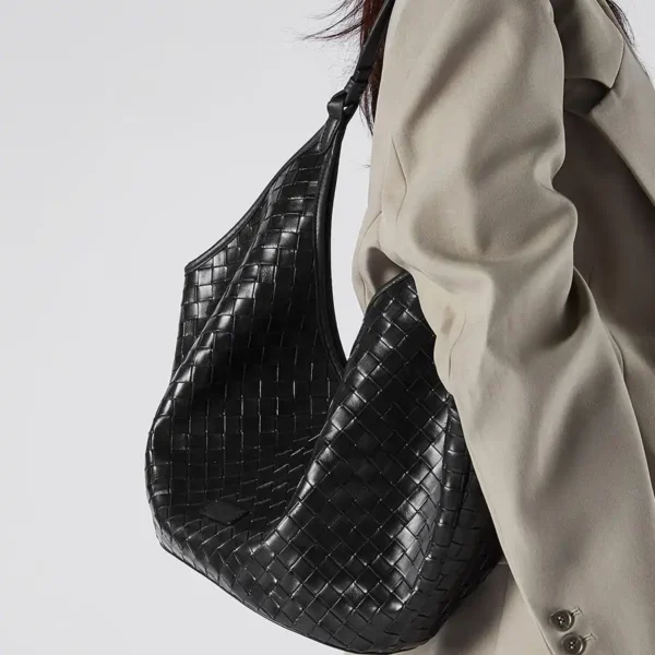 Women’s black leather hobo handbag – slouchy crescent style