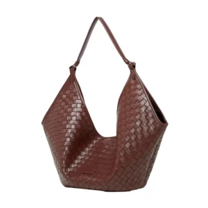Aura Sling Hobo bag in supple woven calfskin leather, shown in a relaxed slouch