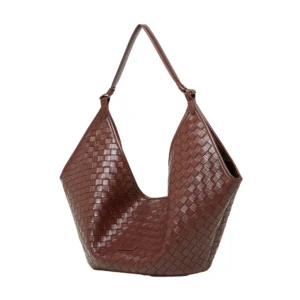 Aura Sling Hobo luxury woven leather handbag in supple Italian calfskin, featuring relaxed crescent silhouette, artisanal woven texture, and polished palladium hardware