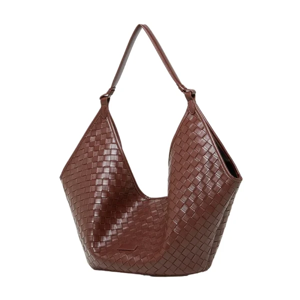 Aura Sling Hobo luxury woven leather handbag in supple Italian calfskin, featuring relaxed crescent silhouette, artisanal woven texture, and polished palladium hardware