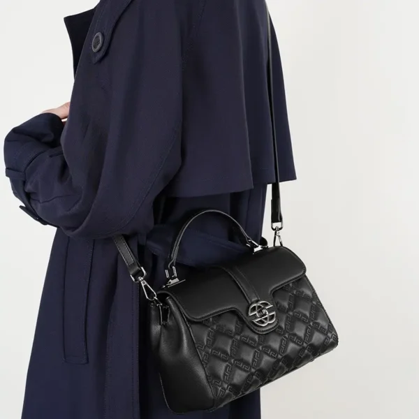 Large black satchel purse, roomy leather bag with multiple compartments