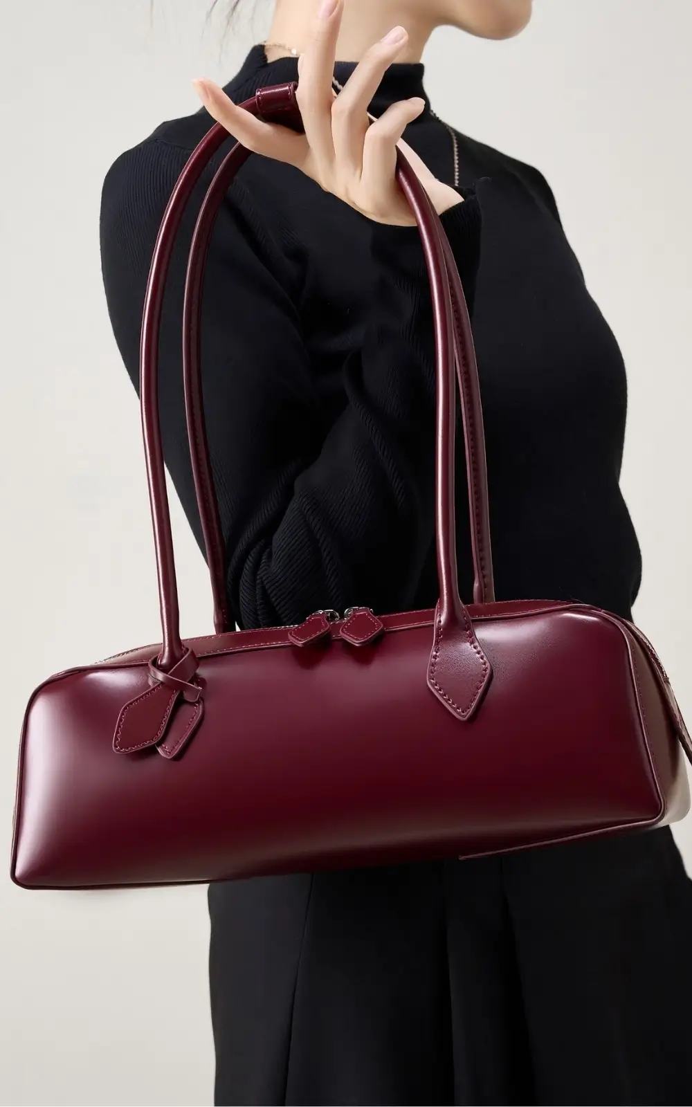 Premium leather shoulder bag for women – Hoclin Élan baguette style