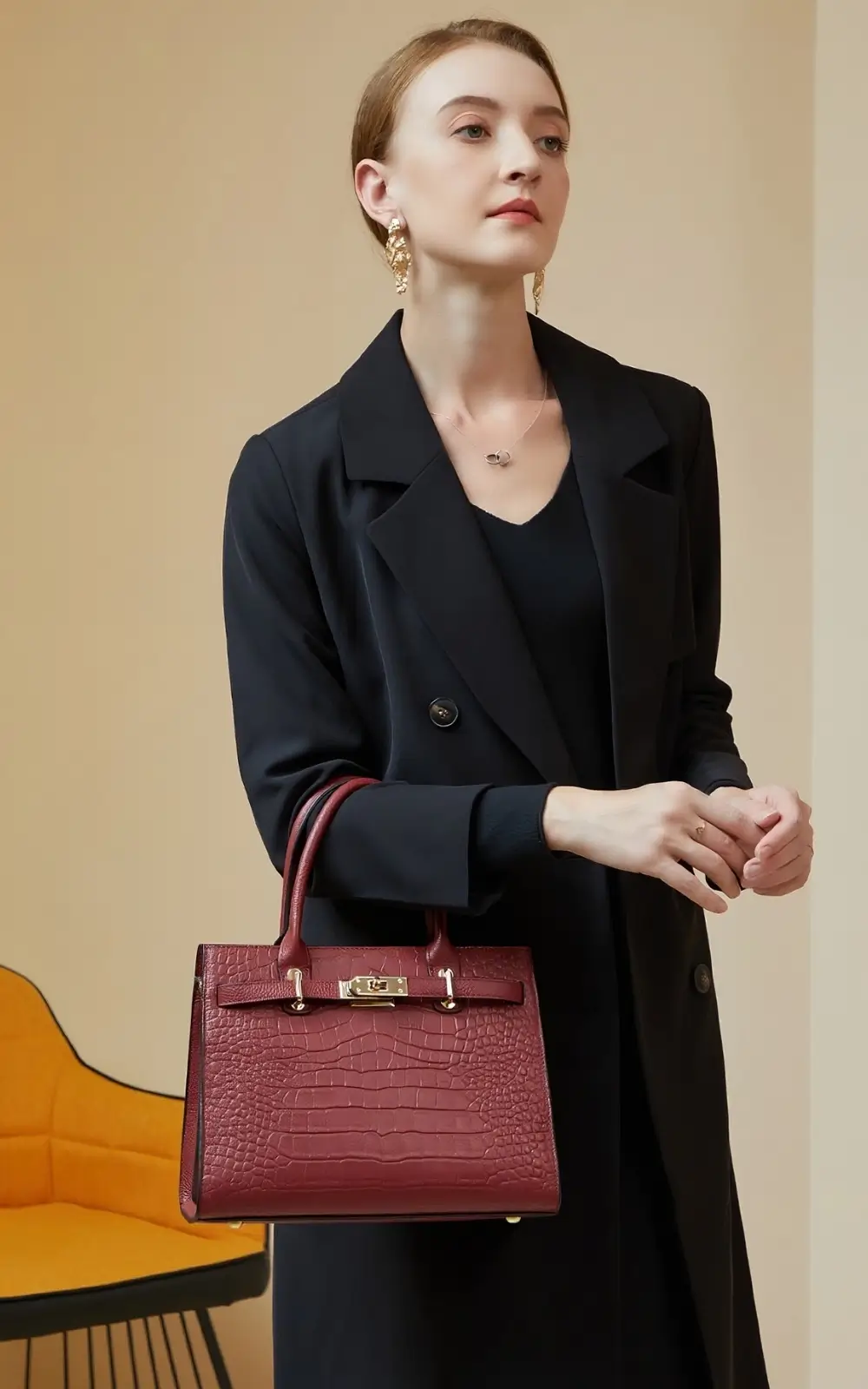 Fashion structured top-handle bag for women in classic design