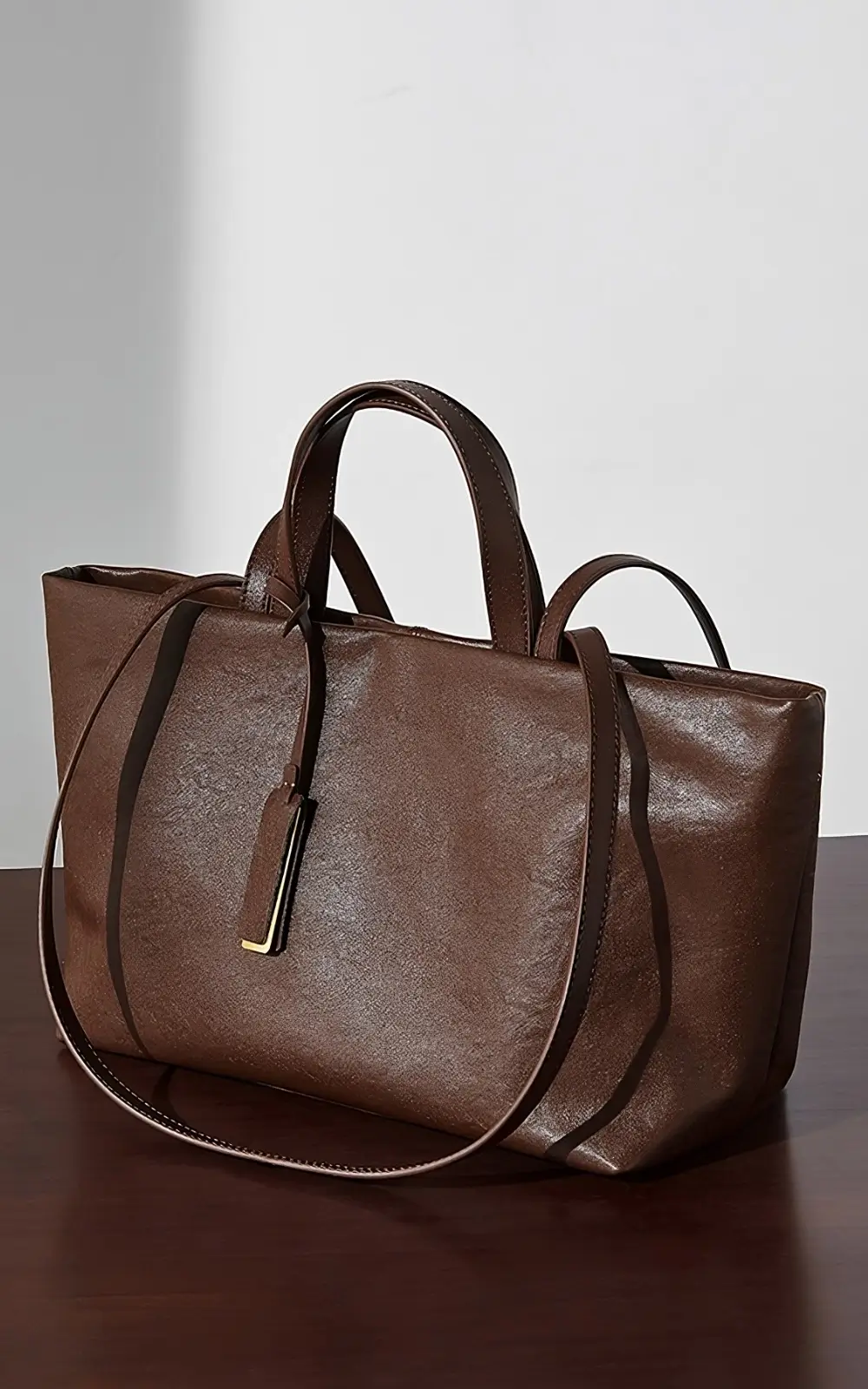 Handcrafted leather tote with premium stitching