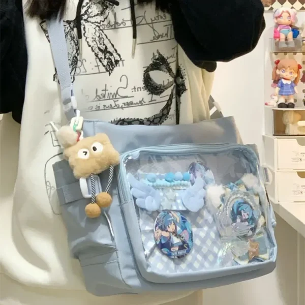 Aesthetic Ita Messenger Bag – Clear Pin Display Crossbody