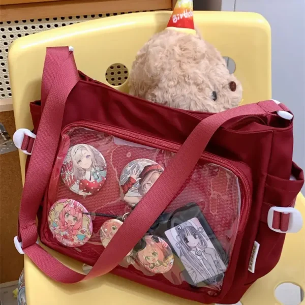 Aesthetic Ita Messenger Bag – Clear Pin Display Crossbody