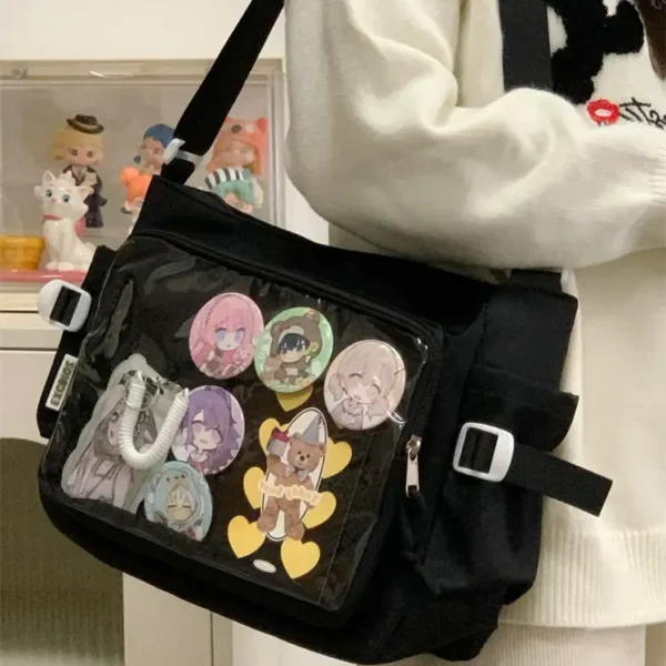 Aesthetic Ita Messenger Bag – Clear Pin Display Crossbody