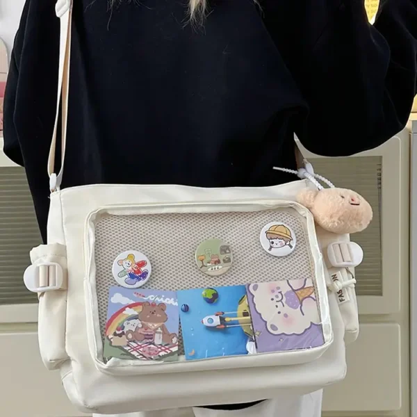 Aesthetic Ita Messenger Bag – Clear Pin Display Crossbody