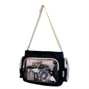 Black Gothic Ita Bag Dark Aesthetic Pin Display