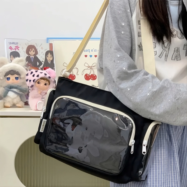 Black Ita Messenger Bag On Model Size Reference