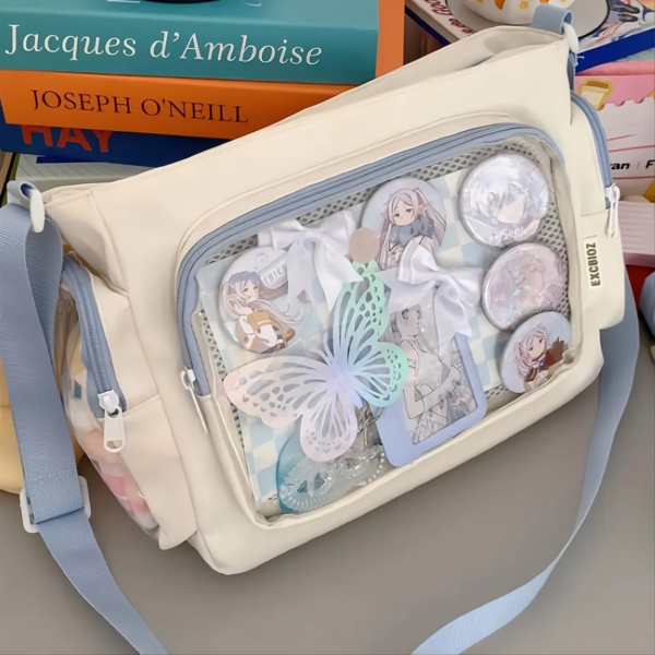 Aesthetic Cream Ita Bag – Student Messenger for Anime Fans