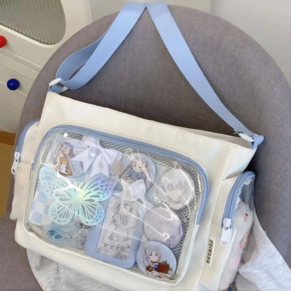 Cream Ita Messenger Bag – Aesthetic Off White Pin Display