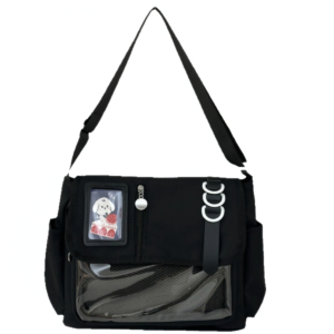CCC Black Nylon Ita Bag – Dual Clear Windows Front View
