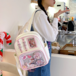 Close Up of Pin Display in Clear Window Ita Backpack