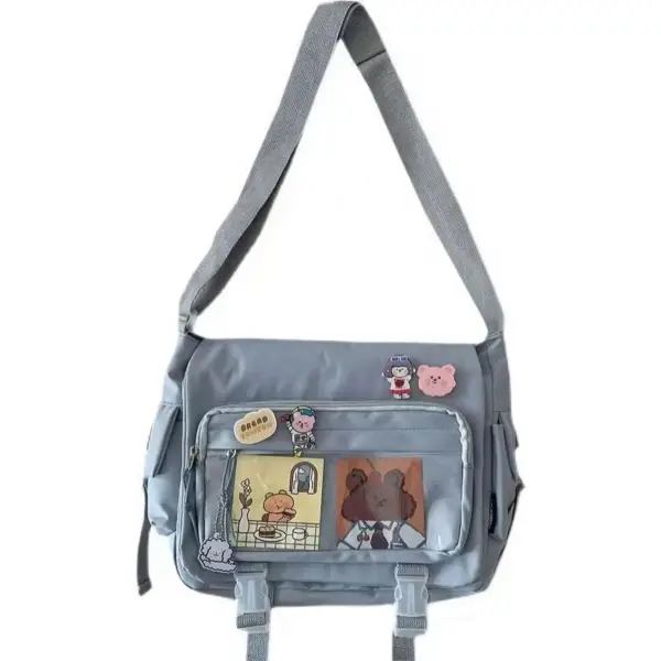 Blue Clear Window Ita Bag Front View Blue Clear Window Ita Bag Front View