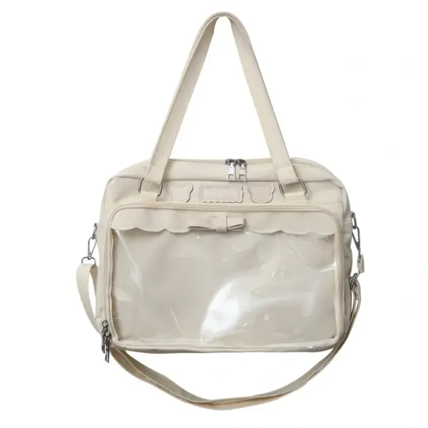 Cream Off White Ita Bag with Scalloped Edge and Bow | Hoclin