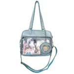 Dusty Blue Heart Window Ita Bag with Coin Purse