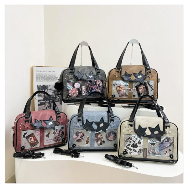 Five Color Variants of Denim Ita Bag with Cat Face | Hoclin