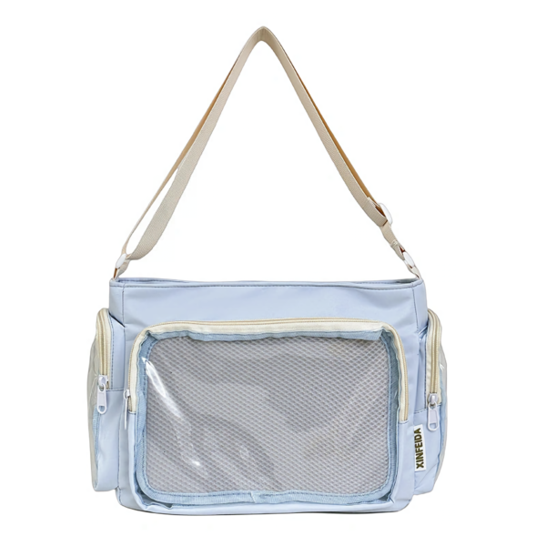 Open ita bag showing internal space and clear window