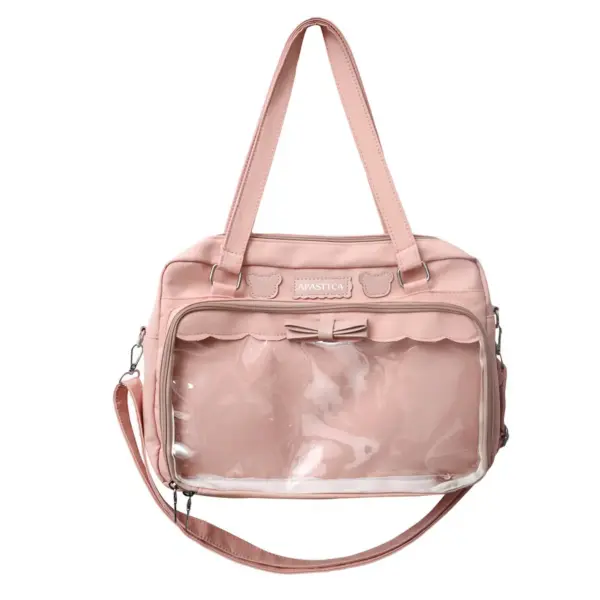 Pink Scalloped Edge Ita Bag with Bow and Rabbit Plush | Hoclin