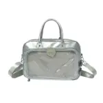 Silver Metallic Ita Bag with Clear Window | Hoclin