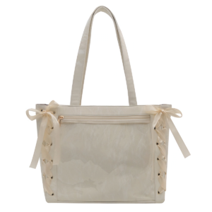 Beige Lace Up Side Tote Ita Bag