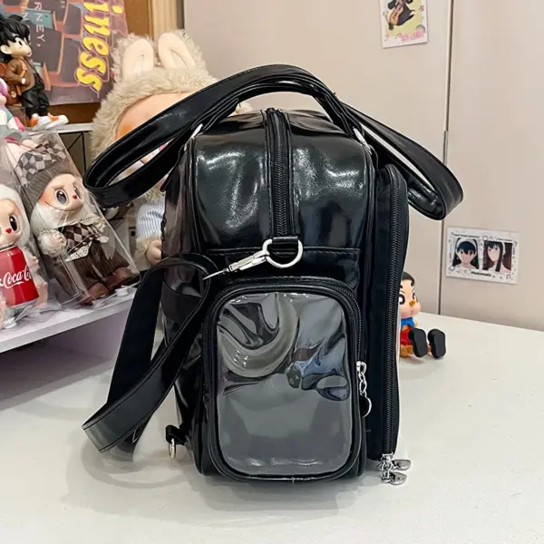 Black Ita Bag Front View with Clear Window Black Ita Bag Front View with Clear Window