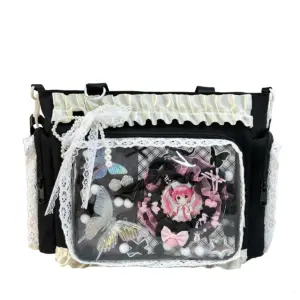 Black Lace Trim Ita Bag Crossbody