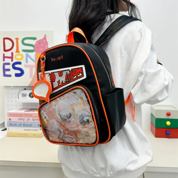 Black Ita Bag with Orange Piping