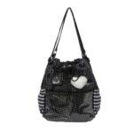 Black Polka Dot Drawstring Ita Bag Front