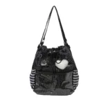 Black Polka Dot Drawstring Ita Bag Front