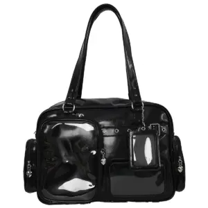 Black Rectangular Ita Bag with Clear Display Window
