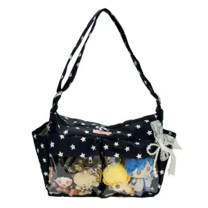 Black Star Pattern Ita Bag Front View