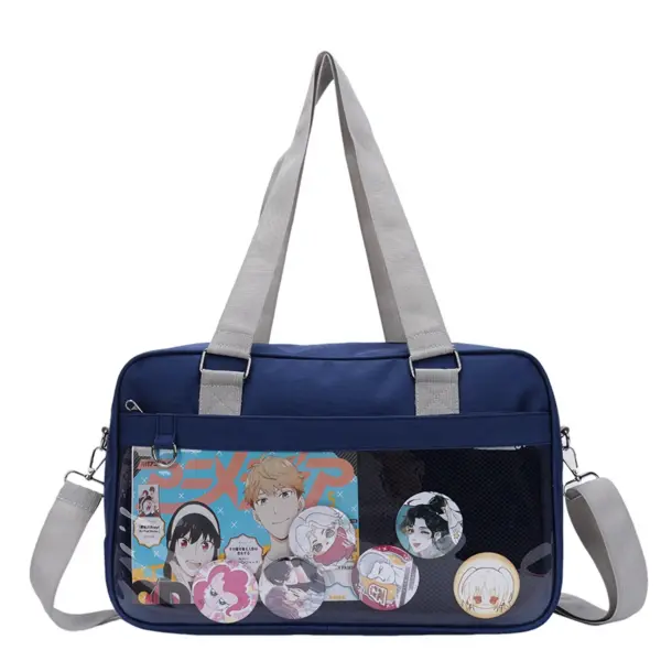 Blue Crossbody Ita Bag with Clear Display Window