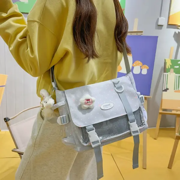 star pattern ita bag open display window with pins