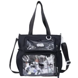 Black Crossbody Ita Bag with Clear Window Black Crossbody Ita Bag with Clear Window