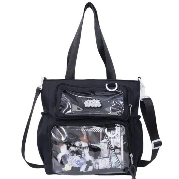 Black Crossbody Ita Bag with Clear Window Black Crossbody Ita Bag with Clear Window