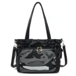 Black Clear Window Ita Bag Front View Black Clear Window Ita Bag Front View
