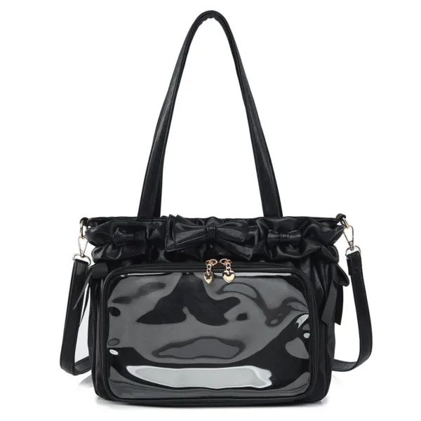 Black Clear Window Ita Bag Front View Black Clear Window Ita Bag Front View