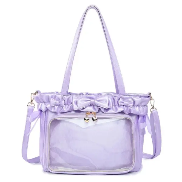 Purple Clear Window Ita Bag Front View Purple Clear Window Ita Bag Front View