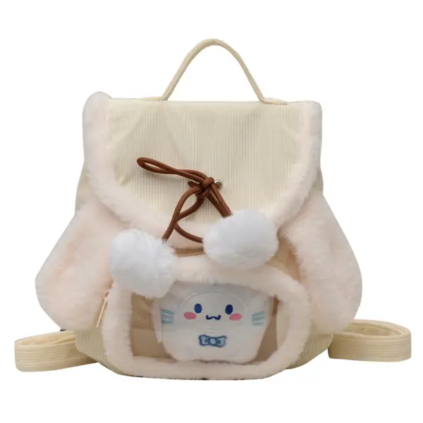 Cream Corduroy Ita Backpack Front View Cream Corduroy Ita Backpack Front View