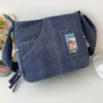 Side Profile of Denim Shoulder Ita Bag Side Profile of Denim Shoulder Ita Bag