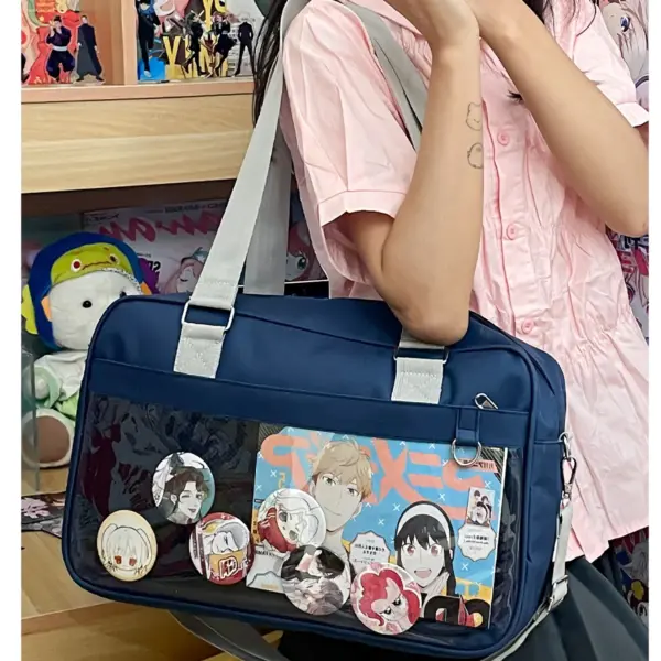 bag interior with books and tablet
