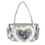 Gray Ruffle Heart Ita Bag
