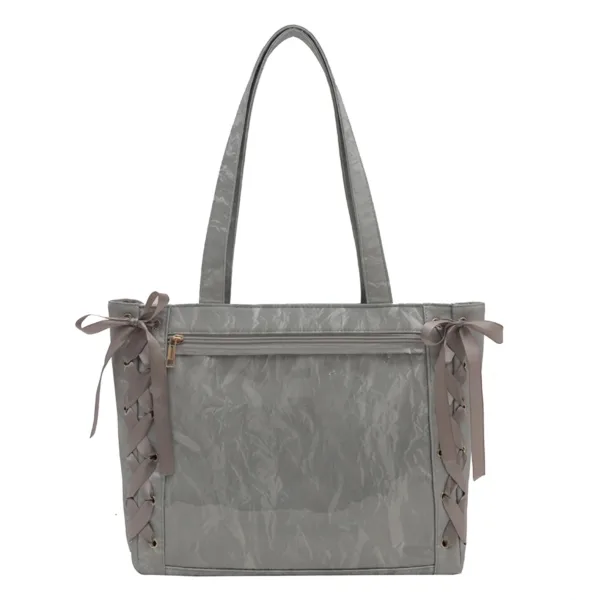 Gray Lace Up Side Tote Ita Bag Gray Lace Up Side Tote Ita Bag