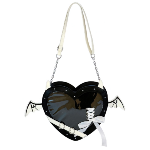 Heart Shaped Bat Wing Ita Bag — Black