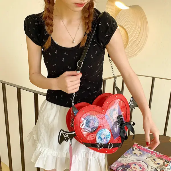 Red Heart Shaped Ita Bag Worn Crossbody