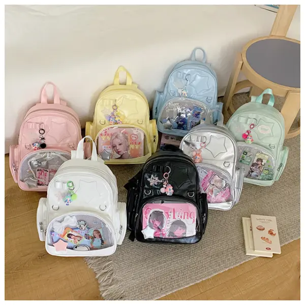 Collection of Clear Window Ita Backpacks in Multiple Colors