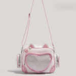Crossbody Ita Bag with Long Pink Strap