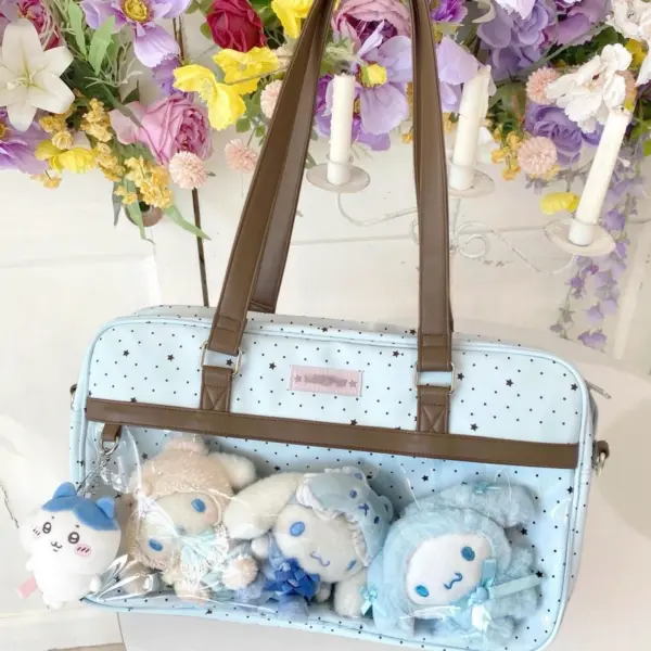 Side by side comparison of clear window: our bag vs cheap alternative